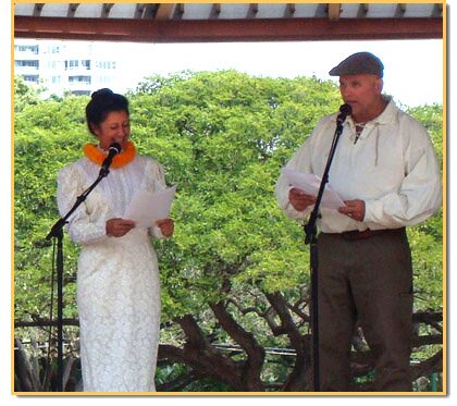 Leilani Kupau-Marino and Brian Dinsmore as Ka'iulani and Archibald Cleghorn